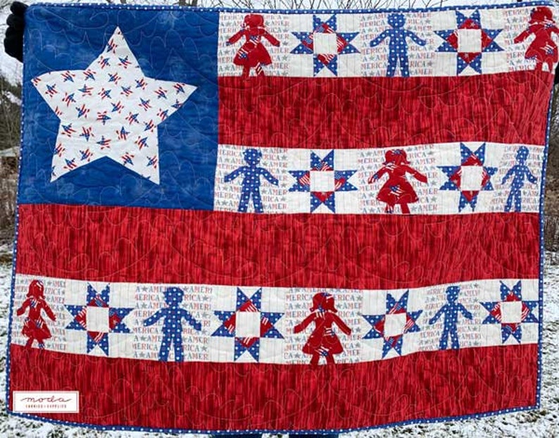 Waving Stripes 19985 14 America The Beautiful Lake Blue and White Moda Deb Strain
