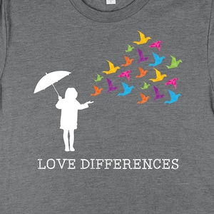 Disability Acceptance Love Differences Shirts, Origami Crane Autism Awareness Shirts, Unique Shirts
