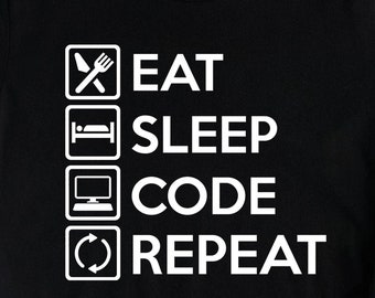 Eat Sleep Code Shirt, Coding Shirts, Programming Shirts, Computer Coding Programming Gifts, Developer Gift TShirt