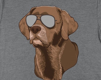 Chocolate Lab Dog Shirts, Labrador Dog Gifts, Dog Wearing Sunglasses Shirt, Pet Labrador Retriever Dog Owner Animal Lover Gift TShirt