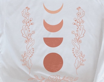 Camiseta de fase lunar celestial, arte lunar, regalo lunar, camiseta de astrología, camiseta de regalo bohemio de astronomía