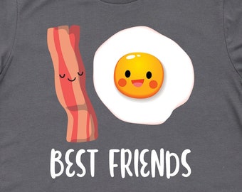 Camiseta de tocino y huevos para mejores amigos, camisetas de tocino, regalos para amigos, divertida camiseta de desayuno y regalo de cocina
