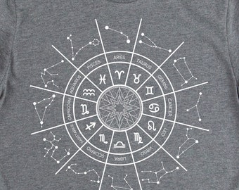Astrology Zodiac Signs Circle Shirt, Astrology Shirts, Zodiac Signs Shirt, Horoscope Gifts, Horoscope and Constellations Gift TShirt