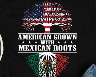 American Grown Mexican Roots Shirt, Mexico Shirts, Mexico Gifts, America and Mexico Flag Heritage Gift TShirt