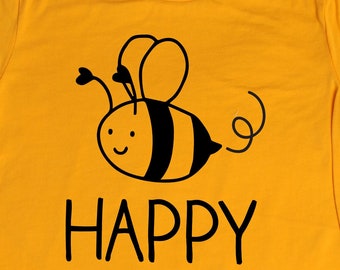 Bee Happy Graphic T-shirt: Soft Cotton Bee Lover Gift - Etsy