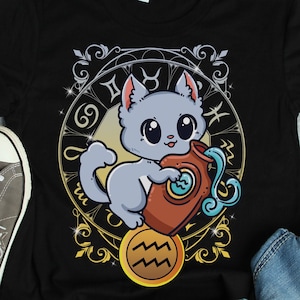 Wassermann Horoskop Katze Shirt, Wassermann Shirts, Wassermann Geschenke, Sternzeichen und Astrologie Geburtstagsgeschenk TShirt