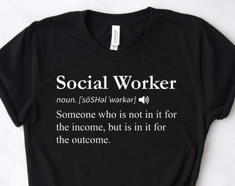 Definición de trabajador social Camiseta "En esto por el resultado", Camisetas para trabajadores sociales, Regalos para trabajadores sociales, Camisetas de trabajo social, Regalos para compañeros de trabajo