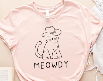 Meowdy shirt cowboykat, westernshirts, kattencadeaus, cowboyshirts, grappige cadeaus, shirt cowboyhoed