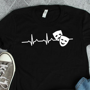 Acteren shirts, acteren maskers hartslag shirt, theater shirts, acteur shirts, Broadway shirts, musical shirts, theater shirts, actrice shirts