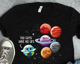 Camiseta Planeta Sem Vida, Espaço e Terra, Presentes do Espaço Sideral, Camisetas de Ciências, Camisetas do Sistema Solar, Camisetas de Astronomia, Presentes para Professores