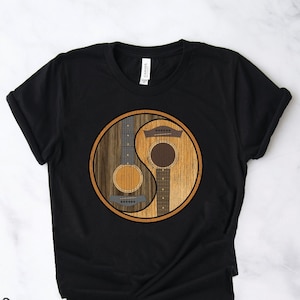 Guitar Shirts, Guitar Gifts, Guitarist Shirts, Guitar Yin-Yang Art Shirt, Musician Rock Music Gift TShirt