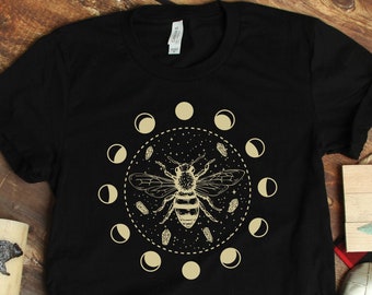 Moon Crystals Mystical Bee Shirt, Witchy Shirts, Astrology Shirts, Moon Phases Shirts, Bee Gifts