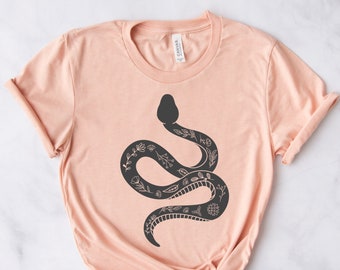 Snake and Flower Shirt, Spiritual Shirts, Boho Floral Art, Snake Shirts, Floral Shirts, Tattoo Design Shirts
