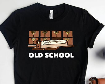 Librarian Card Catalog Old School Shirt, Book Lover Shirts, Book Shirts, Reader Gifts, Reader Shirts