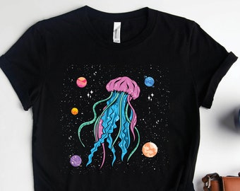 Space Jellyfish Shirt, Space Shirts, Animal Shirts, Space Art, Outer Space Shirts, Marine Life Shirts, Science Shirts, Jellyfish Art