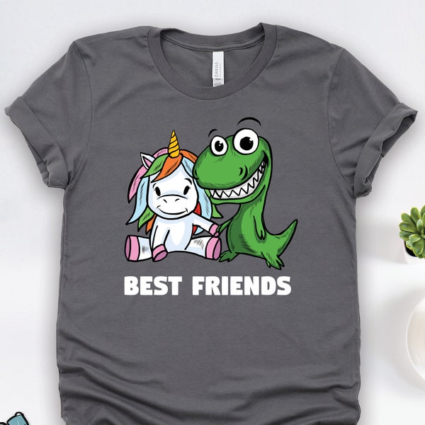 Unicorn and T-Rex Best Friends Shirt • Funny Dinosaur Birthday Party Gift TShirt