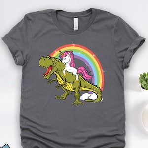 Unicorn Riding T-Rex Shirt • Funny Dinosaur Party Gift TShirt