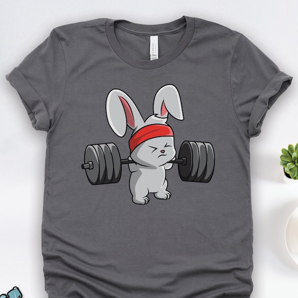 Bunny Shirts, Bunny Gifts, Bunny Gym Weightlifting Shirt, Funny Rabbit Fitness Art Gift TShirt