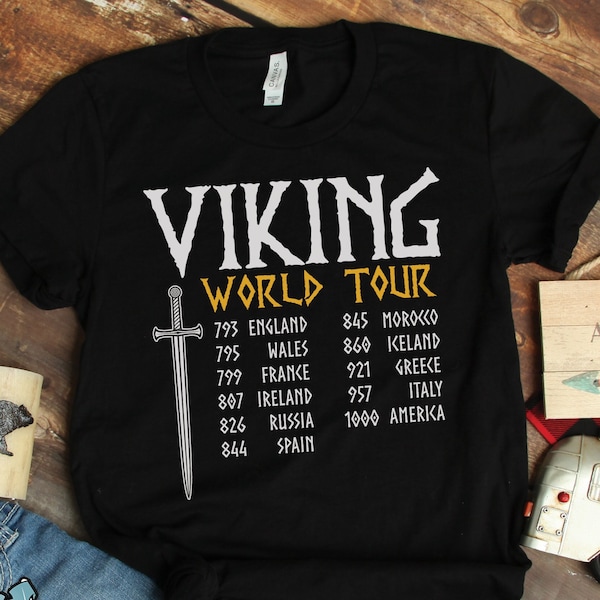 Viking World Tour History Shirt • Norse Mythology Scandinavian and Nordic History Teacher Gift TShirt