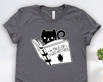 Camiseta de lector "Cuento de dos gatitos", regalos para lectores, camisetas para amantes de los libros, camisetas de gatos, camisetas para maestros, camisetas para bibliotecarios, regalo de lectura