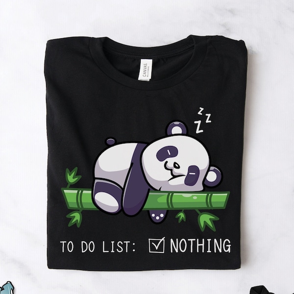 Camisas Panda, Panda Para Hacer Lista Nada Camisa, Camisas Perezosas, Camisas Sarcásticas, Regalos Panda, Camisas de Siesta