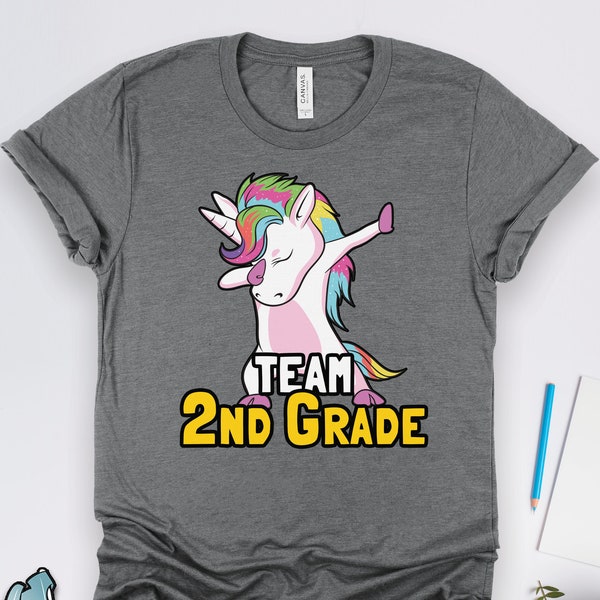チーム2年生教師シャツ、2年生教師シャツ、ユニコーン教師シャツ、小学校教師シャツ、教師へのギフト