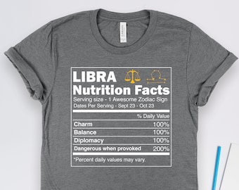 Waage Sternzeichen Nährwerte, Waage Shirts, Waage Geschenke, Horoskop Shirts, Astrologie Geburtstagsgeschenk TShirt