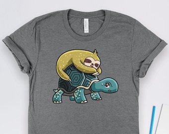 Sloth and Turtle Friends Shirt, Sloth Shirts, Turtle Shirts, Cute Animal Shirts, Sloth Art, Turtle Art
