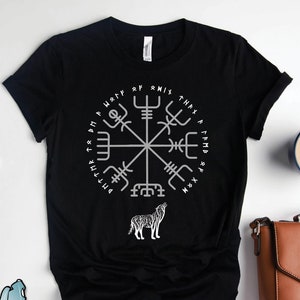 Wolf of Odin Viking Compass Shirt • Norse Mythology Vegvisir Wayfinder History Gift TShirt
