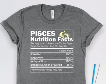 Vissen sterrenbeeld voeding feiten shirt, vissen shirts, vissen geschenken, astrologie shirts, horoscoop shirts, vissen verjaardagscadeaus