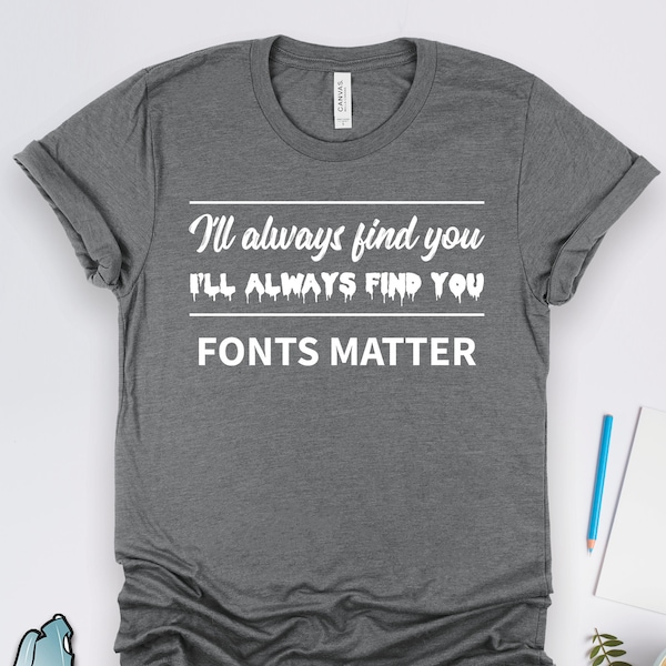 Camisetas con fuentes tipográficas importantes, camisetas con fuentes, camisetas de escritor, camisetas de autor, camisetas para amantes de los libros, regalos para escritores