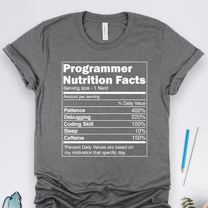 Coding Shirts, Computer Programming Shirts, Nutrition Facts Developer Gifts, Coder Shirts