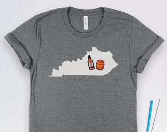 Shirt Kentucky Bourbon, T-shirts Kentucky, cadeaus Kentucky, Whisky T-shirts, cadeau kaart Amerikaanse staat KY