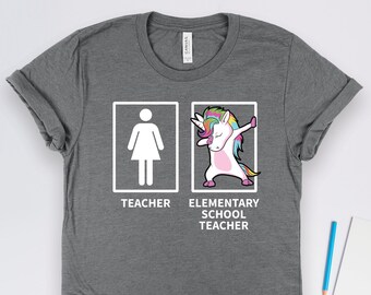 Unicorn Elementary Teacher Shirts, Teacher Gifts, School Teaching Gift TShirt, Elementary School Shirts