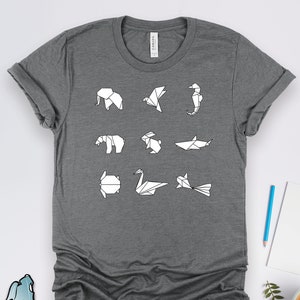 Origami Animals Shirts, Japan Shirts, Papercraft Shirt, Japanese Culture Shirts, Origami Shirts, Origami Gifts, Origami Art