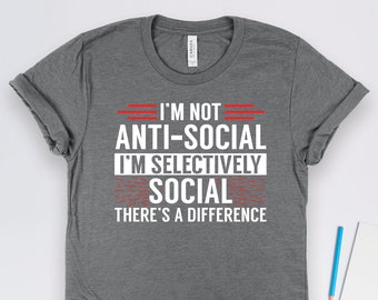 Introvert selektivt social t-shirt, antisocial t-shirts, introvert gåvor, vängåvor, roliga t-shirts