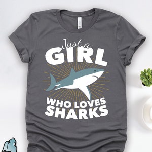 Girl Who Loves Sharks Shirt, Shark Gifts, Beach Party Shirts, Ocean Life Summer Vacation Gift TShirt