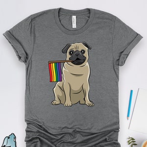 LGBT Pug Flag Shirt, LGBT Shirts, Gay Pride Shirts, LGBT Awareness Shirts, Dog Owner Gifts, Rainbow Flag