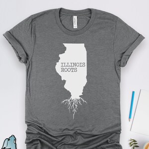 Maglietta Illinois Roots, Magliette Illinois, Mappa Illinois, Stampa mappa stato americano IL Art Gift TShirt