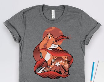 Japanese Fox Art Shirt, Fox Shirts, Japanese Art, Fox Gifts, Animal Lover Gifts, Animal Art Shirt