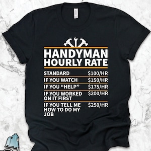 Camisetas de manitas, regalos para manitas, camisetas para contratistas, camisetas de regalo para compañeros de trabajo
