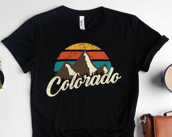 Retro Colorado Mountains Shirt, Colorado Shirts, Colorado Art, Hiking Shirts, Colorado Gifts, Climbing Shirts
