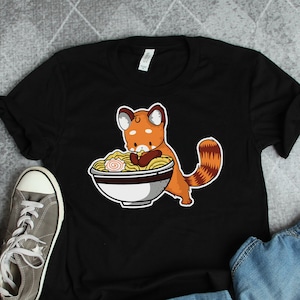 Red Panda Ramen Shirts, Red Panda Shirts, Ramen Noodles Shirts, Japanese Food Shirt, Red Panda Art, Noodle Art