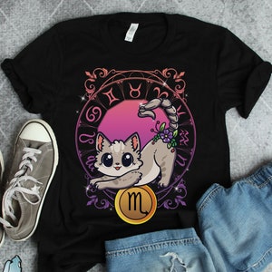 Scorpio Shirts, Scorpio Cat Zodiac Shirt, Scorpio Gifts, Astrology Gifts, Horoscope Gifts, Scorpio Birthday Gifts, Scorpio Art