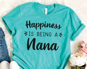 Camiseta "La felicidad es ser abuela", regalos para abuelas, camisetas para abuelas, regalos para abuelas, camisetas para anunciar la llegada del bebé.