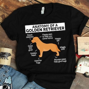 Golden Retriever Dog Anatomy Shirt, Golden Retriever Shirts, Golden Retriever Gifts, Pet Dog Owner Animal Lover Gift TShirt