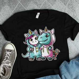 Unicorn and T-Rex Costumes Shirt • Funny Best Friends Birthday Gift TShirt