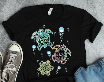 Sea Turtle Art Shirts, Turtle Gifts, Hawaiian Shirts, Tropical Vacation Shirts, Cruise Shirts, Beach Shirts, Hawaiian Turtles