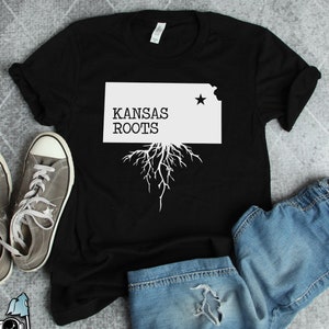 Kansas Roots Shirt, Kansas Shirts, Kansas Gifts, American State KS, Kansas Map Print Gift TShirt
