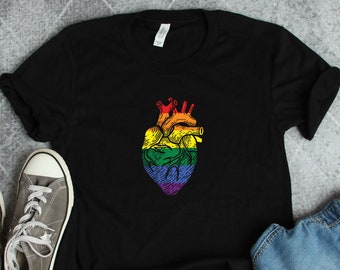 LGBT Heart Gay Pride Shirts, LGBT Flag Shirt, LGBT Heart Shirt, Gay Pride Shirts, Lgbt Awareness Shirts